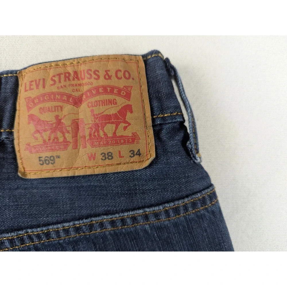 Levi's 569 Loose Straight Jeans Mens 38x34 Dark Wash Blue Denim Baggy Skater